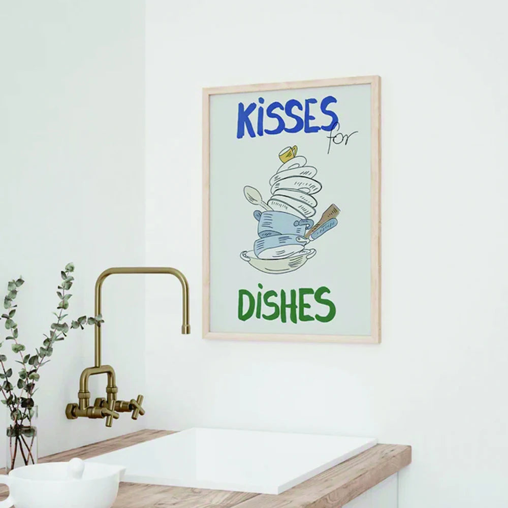 Affiche de bisous de cuisine modernes et amusants pour la vaisselle