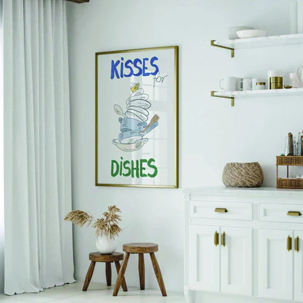 Affiche de bisous de cuisine modernes et amusants pour la vaisselle