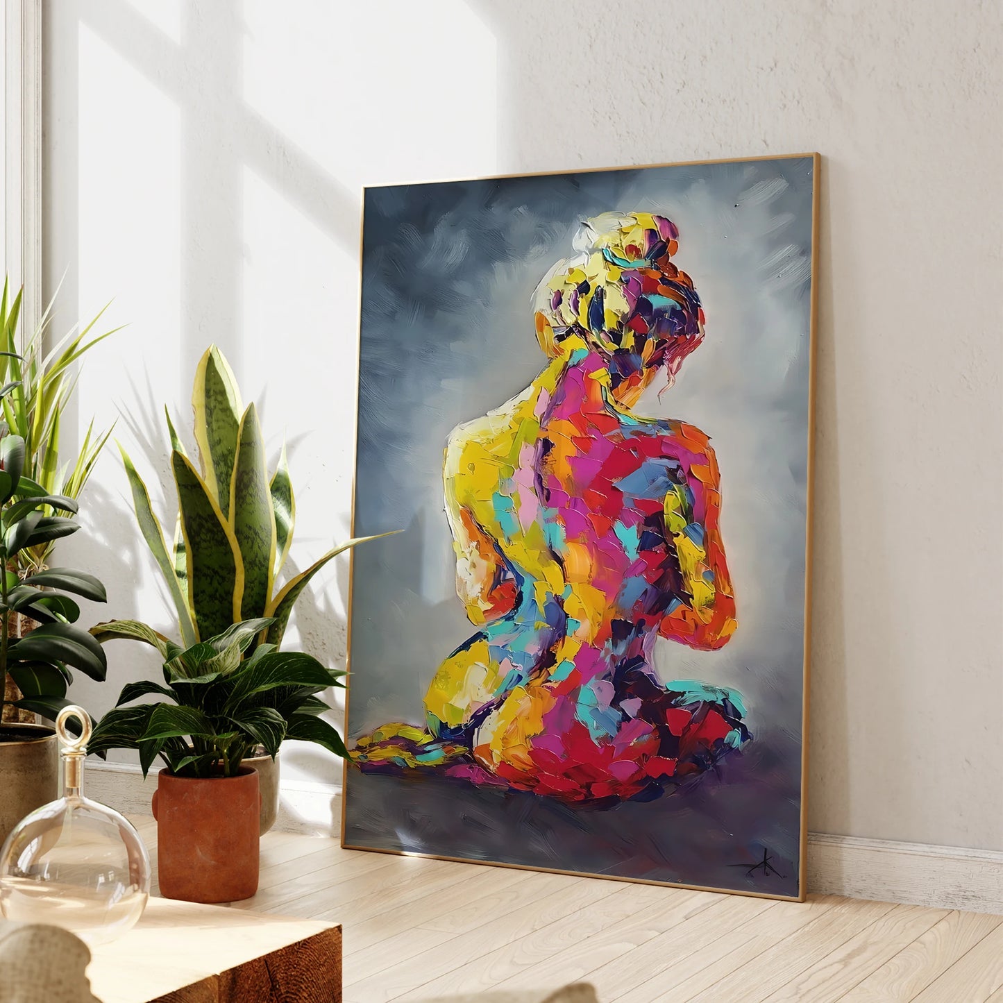 Figures modernes abstraites et vibrantes, nu coloré (affiche)