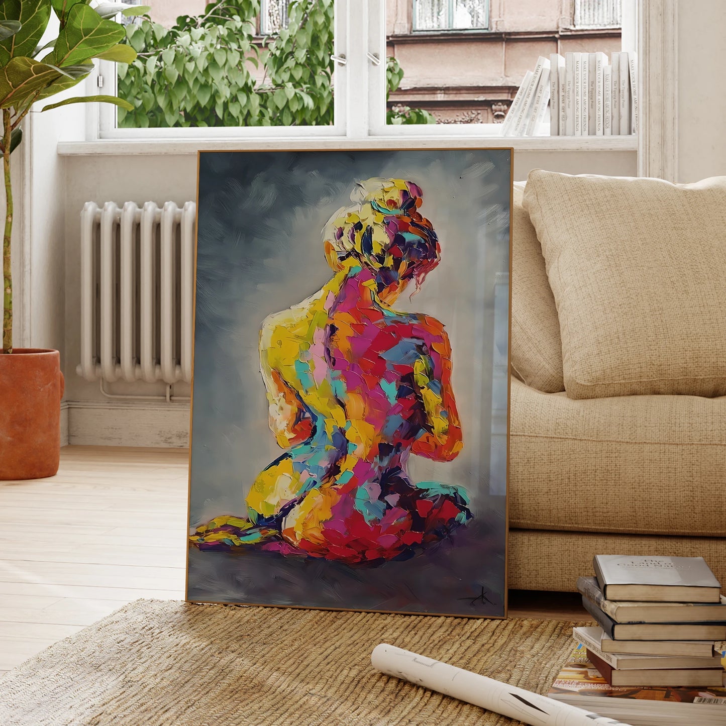 Figures modernes abstraites et vibrantes, nu coloré (affiche)