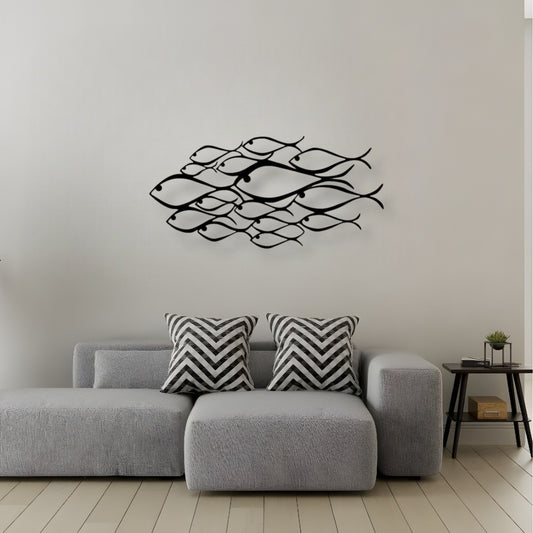 Décoration Murale en Métal - Famille de Poissons