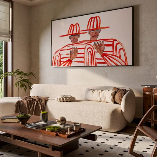 Affiche Moderne Rétro Rouge | Peinture Murale Artistique – Déco Intérieure