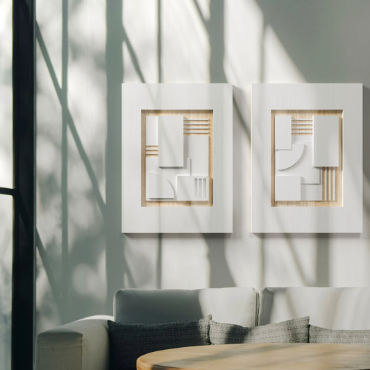 Plaque Murale 3D Abstraite en Bois – Fabriquée à la main