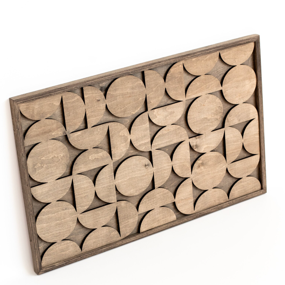 Plaque murale moderne du milieu du siècle en bois - fait à la main