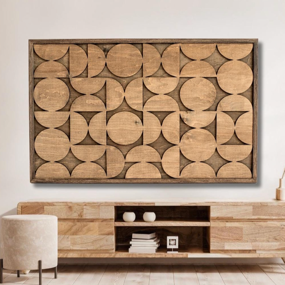 Plaque murale moderne du milieu du siècle en bois - fait à la main
