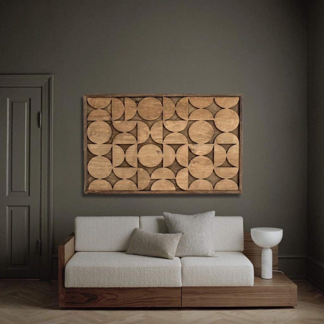 Plaque murale moderne du milieu du siècle en bois - fait à la main