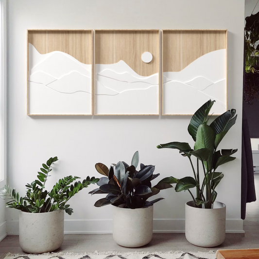 Lot de 3 œuvres d'art mural en bois de montagne