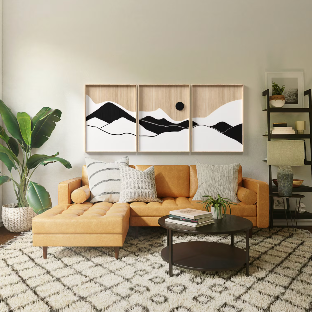 Lot de 3 œuvres d'art mural en bois de montagne