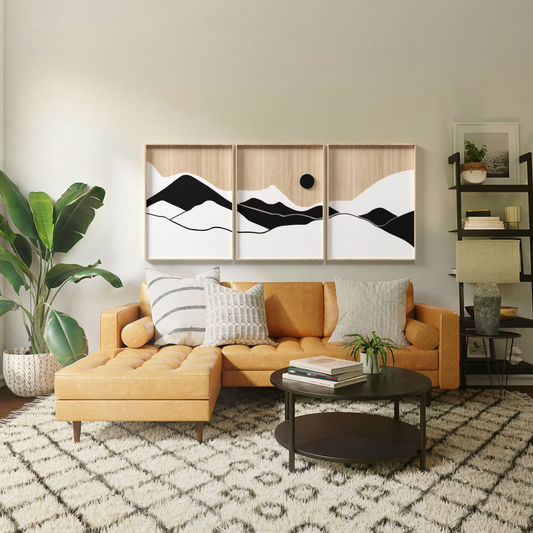 Lot de 3 œuvres d'art mural en bois de montagne