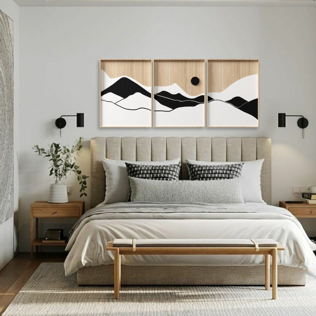 Lot de 3 œuvres d'art mural en bois de montagne