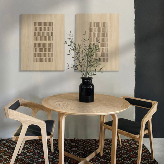 Wabi-Sabi Fait à la Main – Ensemble de 2 Plaques Murales en Bois