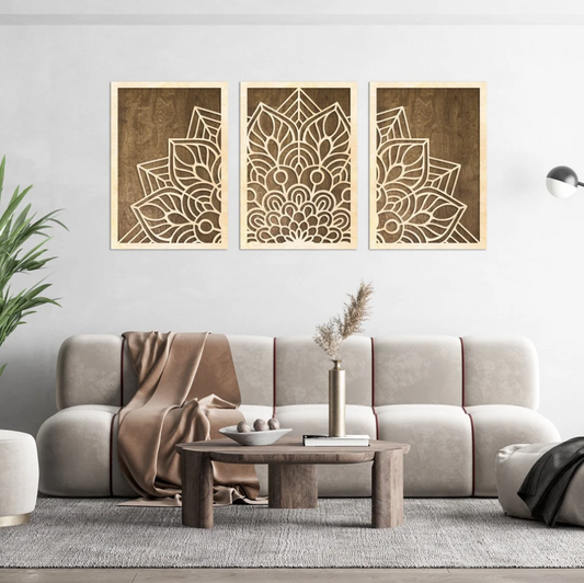 Grand mandala. Plaque en bois, Fabriquée à la main