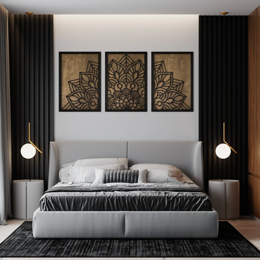 Grand mandala. Plaque en bois, Fabriquée à la main