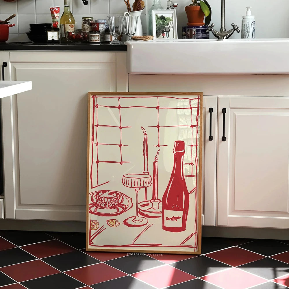 Vin et crabe - Cuisine moderne (Affiche)