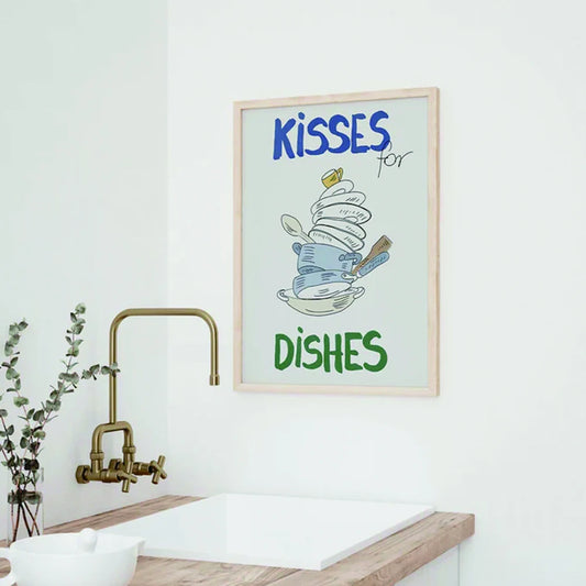 Affiche de bisous de cuisine modernes et amusants pour la vaisselle