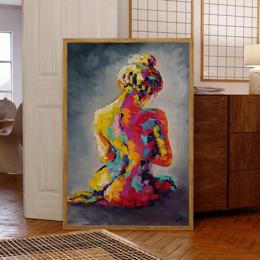 Figures modernes abstraites et vibrantes, nu coloré (affiche)