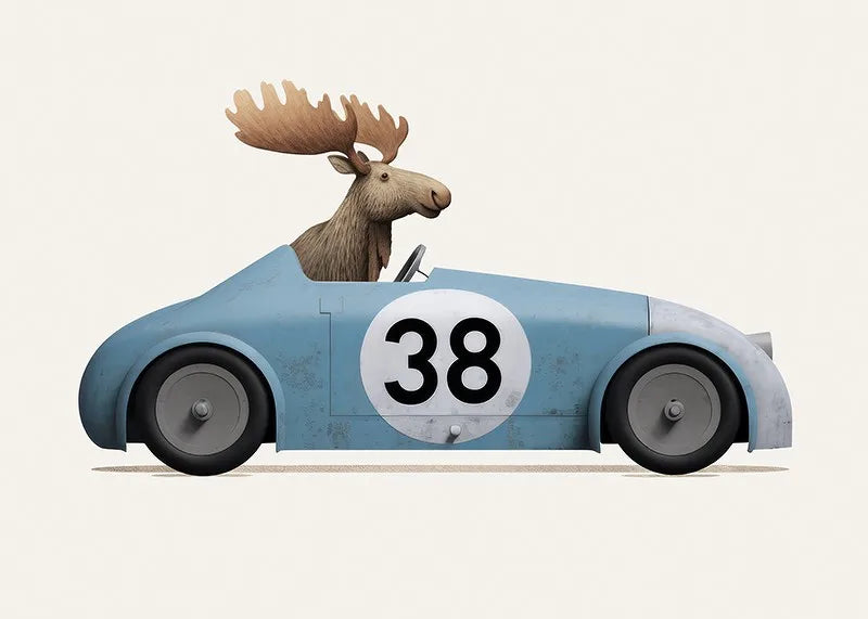 Affiche Animaux Rigolos en Voiture | Déco Murale pour Chambre d’Enfant 🦒🐻🐰