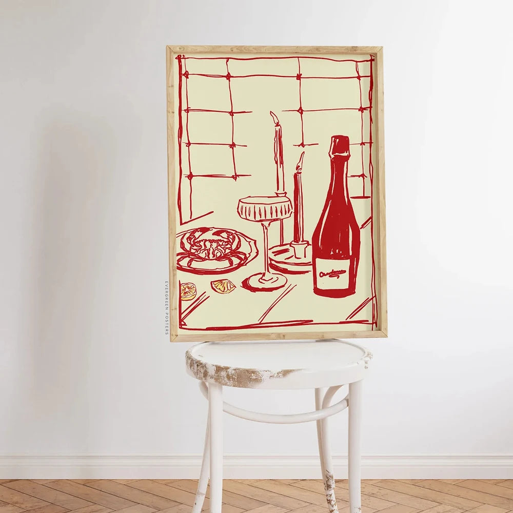 Vin et crabe - Cuisine moderne (Affiche)