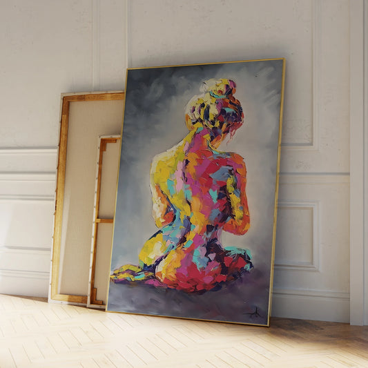 Figures modernes abstraites et vibrantes, nu coloré (affiche)