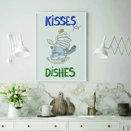 Affiche de bisous de cuisine modernes et amusants pour la vaisselle