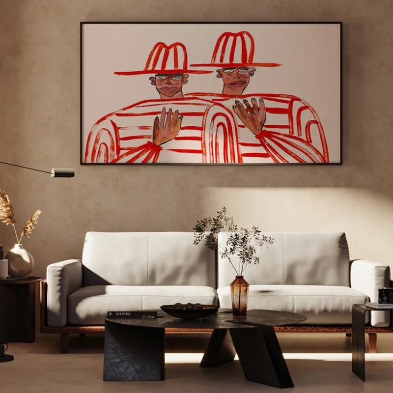 Affiche Moderne Rétro Rouge | Peinture Murale Artistique – Déco Intérieure