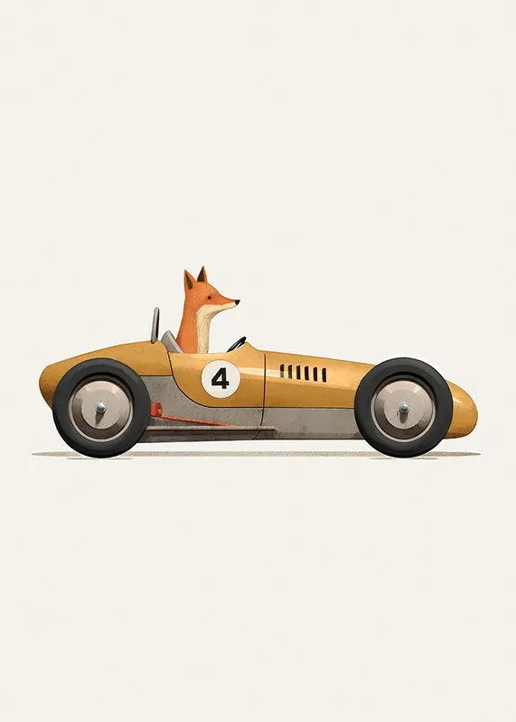 Affiche Animaux Rigolos en Voiture | Déco Murale pour Chambre d’Enfant 🦒🐻🐰
