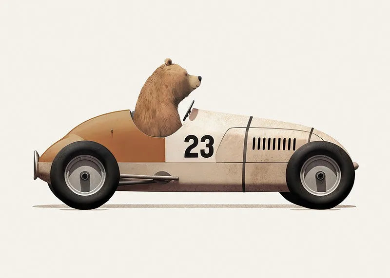 Affiche Animaux Rigolos en Voiture | Déco Murale pour Chambre d’Enfant 🦒🐻🐰