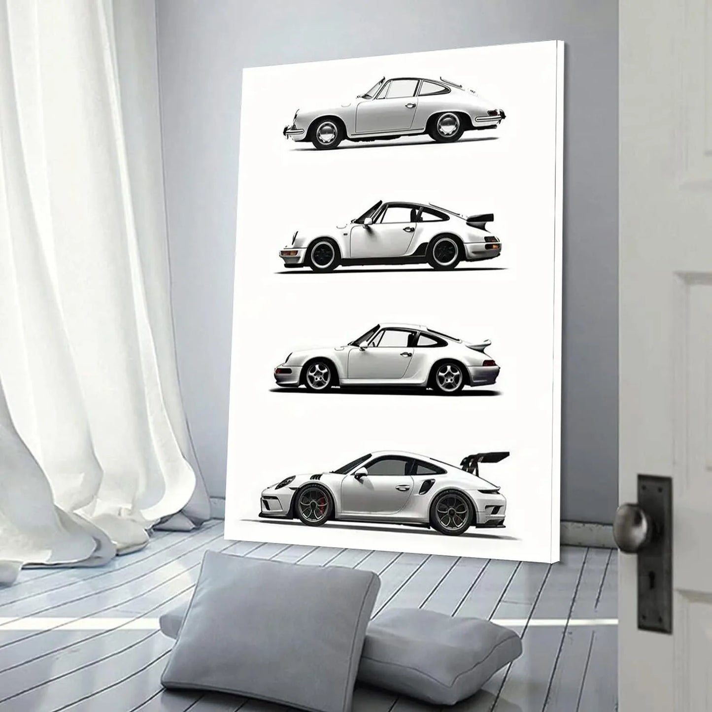 Affiche Moderne Voiture Porsche Noir & Blanc | Impression sur Toile – Déco Murale