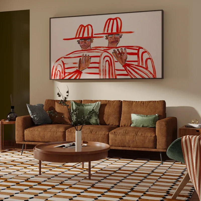Affiche Moderne Rétro Rouge | Peinture Murale Artistique – Déco Intérieure