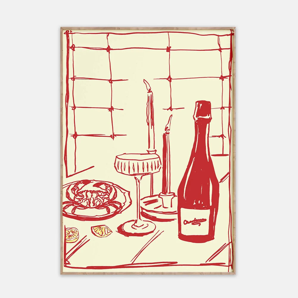 Vin et crabe - Cuisine moderne (Affiche)