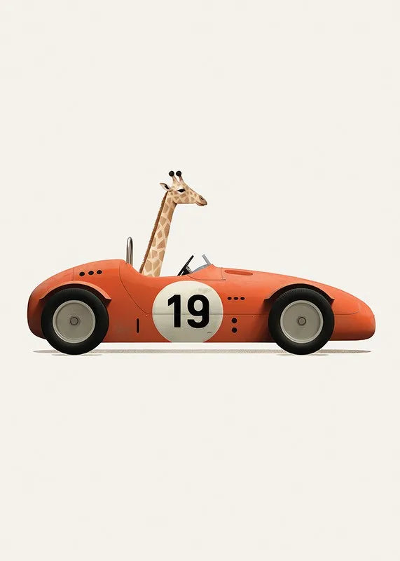 Affiche Animaux Rigolos en Voiture | Déco Murale pour Chambre d’Enfant 🦒🐻🐰