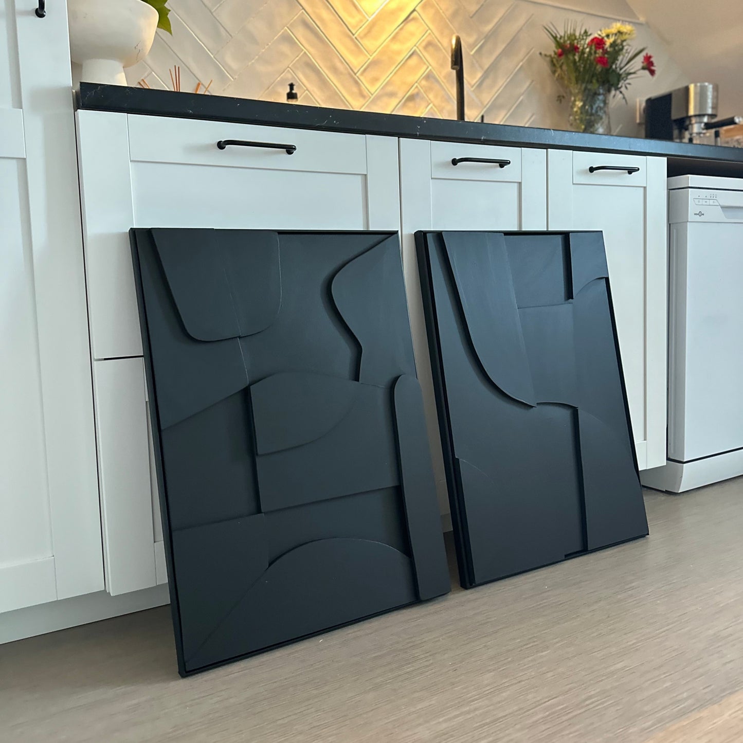 DUO Sienne & Samara - Tableaux en relief 3D - Lot de 2