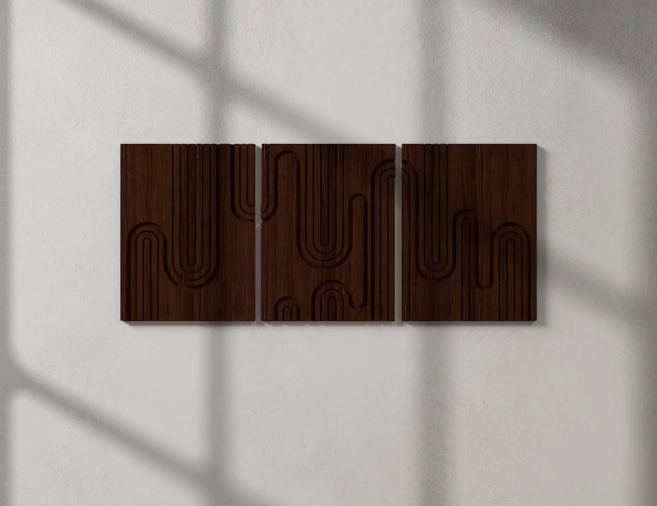 Ensemble de Plaques Murales Abstraites en Bois - Fabriquée à la main
